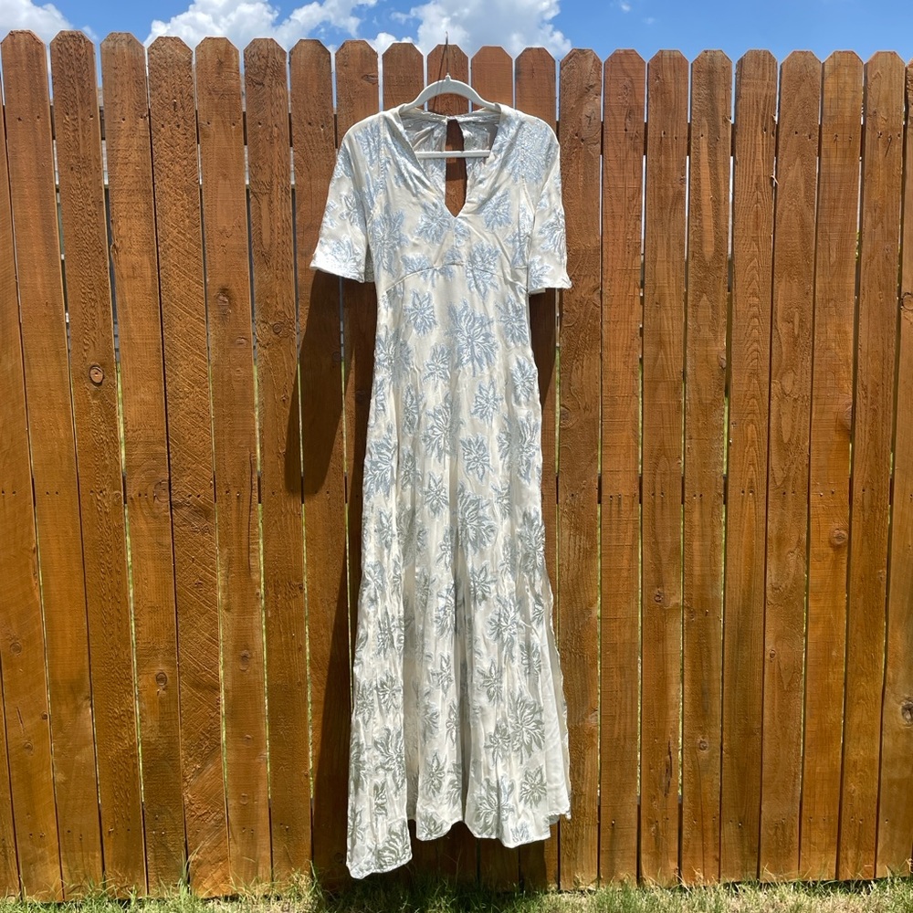 Nasty Gal Off-White and Silver Floral Dress
